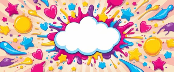 Colorful Cartoon Explosion Background with Copy Space