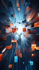 Digital Technology Bronze Gold Abstract Geometric Poster Background with generative