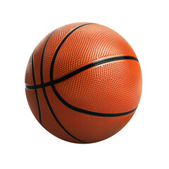 Obraz premium Basketball with textured surface and black lines, orange sphere, closeup sports equipment, realistic and detailed, high resolution, isolated PNG on transparent background, studio lighting.