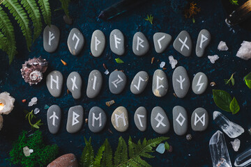 The runes of the elder Futhark are carved on the stones