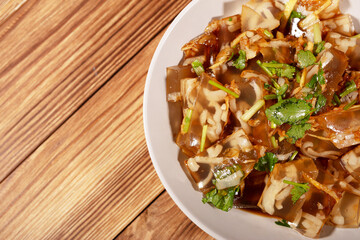 A plate of cold dish, pork skin jelly