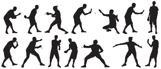 table tennis player peoples  silhouette