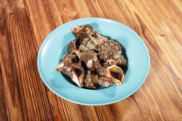 Cleaned conch on a plate