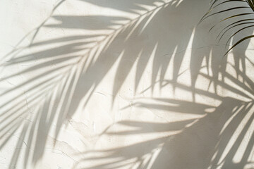 a shadow of a palm tree on a wall