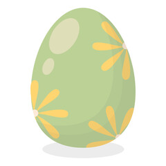 Easter Egg Icon with Flat Cartoon Design. Vector Illustration Isolated on White Background