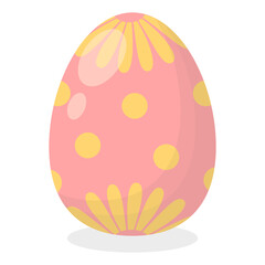 Easter Egg Icon with Flat Cartoon Design. Vector Illustration Isolated on White Background