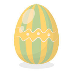 Easter Egg Icon with Flat Cartoon Design. Vector Illustration Isolated on White Background
