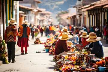 Naklejka premium Ecuador - A Tapestry of Cultural Heritage, Urban Life, Breathtaking Landscapes, and Biodiversity