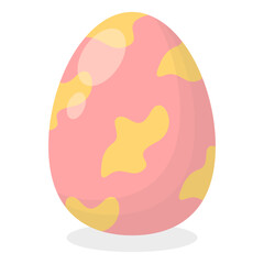 Easter Egg Icon with Flat Cartoon Design. Vector Illustration Isolated on White Background