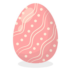 Easter Egg Icon with Flat Cartoon Design. Vector Illustration Isolated on White Background
