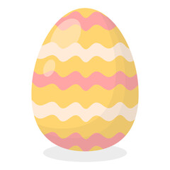 Easter Egg Icon with Flat Cartoon Design. Vector Illustration Isolated on White Background