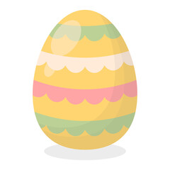 Easter Egg Icon with Flat Cartoon Design. Vector Illustration Isolated on White Background