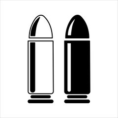 Bullet icon. Pistole cartridge illustration symbol. Sign 9mm caliber vector.