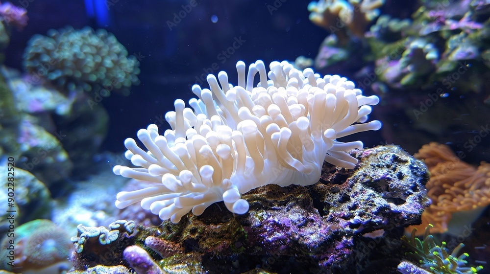 Fototapete detailed shot of a once-vibrant coral now turned white due to bleaching ensuring the subject is cent