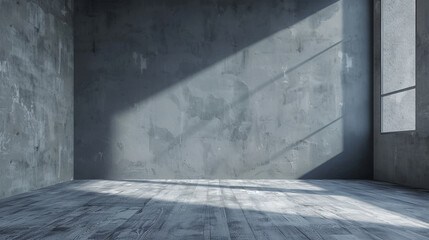 Obraz premium Elegant grey bedroom with sunlight from the window