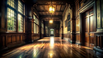 Fototapeta premium Sunbeams Through Windows in a Grand Hallway.