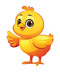 Cute chick waving vector cartoon illustration
