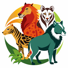 Animals Day Silhouette Vector Illustration