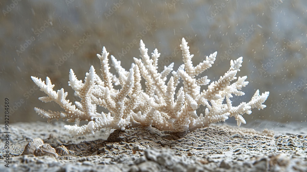 Aufkleber Close-up view of coral undergoing bleaching with the intricate textures of the coral visible and ample empty space on the left side of the image Stock Photo with copy space