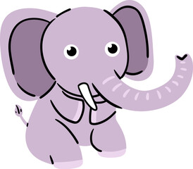 Hand drawn doodle vector illustration of Elephant Cartoon