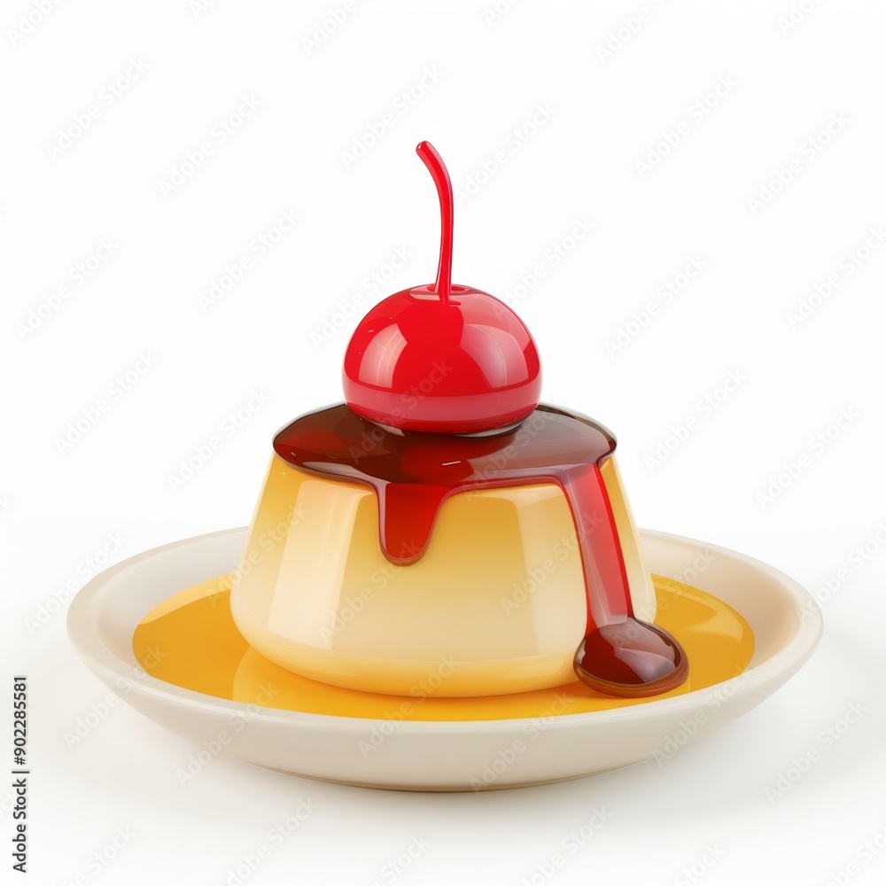 Wall mural cute flan isolated on white background