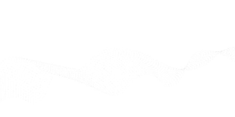 Halftone flowing wavy gradient dots shape isolated on transparent background. Digital future technology concept. Design for web design, music, cover, technology, science, data, banner, flayer, poster.