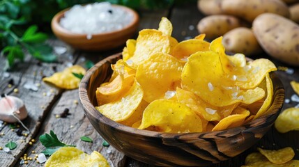 Yellow Potato Chips are salted and have a savory flavor