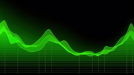 A glowing green chart on a black background, representing data visualization and technological innovation