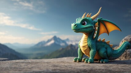 Fototapeta premium 3d cute 3dragon character isolated in white background