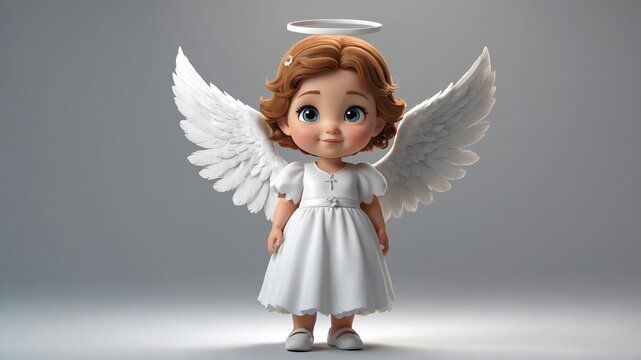 3d cute angel character isolated in white background