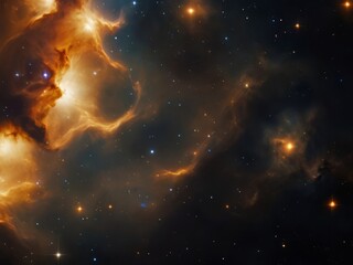 Dark  orange  space galaxy cosmos with nebula background