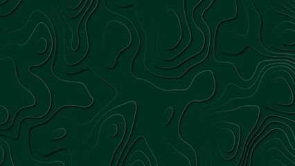 Multi layers green color texture 3D papercut layers in gradient vector banner. Topography map concept or smooth origami paper cut 