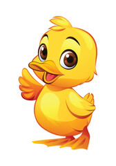 Cute baby duck waving vector cartoon illustration