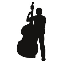 Black Silhouette of Jazz Musician. Flat Vector Graphic Illustration