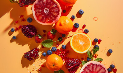 fruits and vegetable herbal concept  for background or 2d illustrator cartoon.