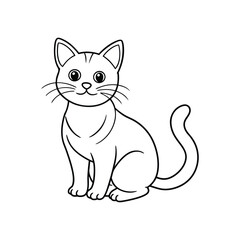 Cute Cat single line art silhouette vector illustration isolated on white background