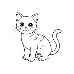Cute Cat single line art silhouette vector illustration isolated on white background