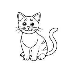 Cute Cat single line art silhouette vector illustration isolated on white background