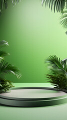 Obraz premium green tone e-commerce product display 3d stage background image