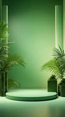 Obraz premium green tone e-commerce product display 3d stage background image
