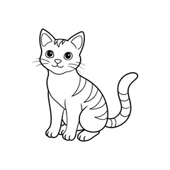 Cute Cat single line art silhouette vector illustration isolated on white background