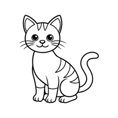 Cute Cat single line art silhouette vector illustration isolated on white background