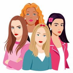 Mean girls character  Silhouette Vector Illustration