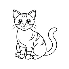 Cute Cat single line art silhouette vector illustration isolated on white background