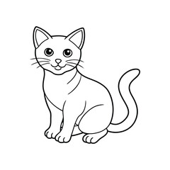 Cute Cat single line art silhouette vector illustration isolated on white background
