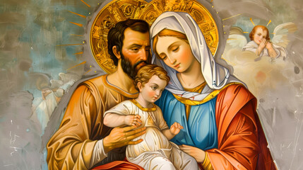  representation of the Holy Family . AI generative. © Dar1930