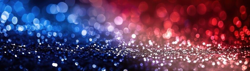A vibrant abstract background featuring shimmering blue and red sparkles, perfect for festive or celebratory themes.