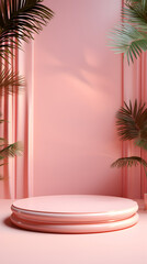 Obraz premium Pink tone e-commerce product display 3d stage background image