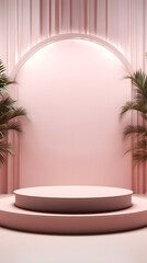 Fototapeta premium Pink tone e-commerce product display 3d stage background image