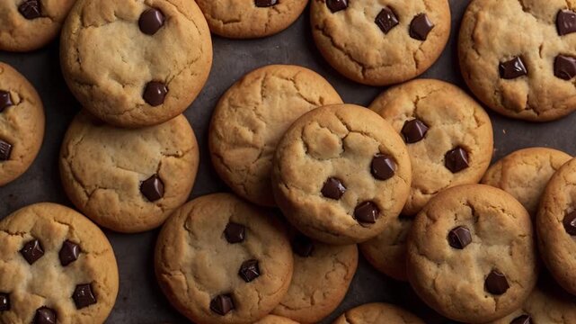 Close up of Bake Cookies background, top view. Photorealistic high resolution macro photography for advertising&nbsp;or&nbsp;food&nbsp;design.